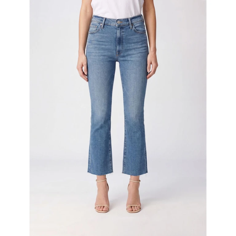 The Hustler Ankle Fray High-Waisted Cropped Flare Jeans (11171296OWR)