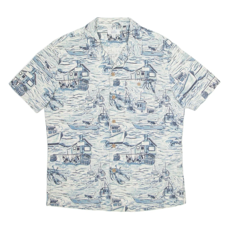 CROFT & BARROW Mens Shirt Blue Crazy Pattern M
