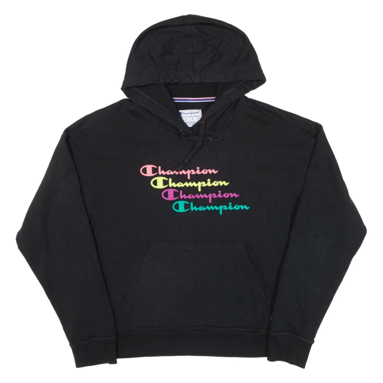 CHAMPION Womens Black Hoodie M