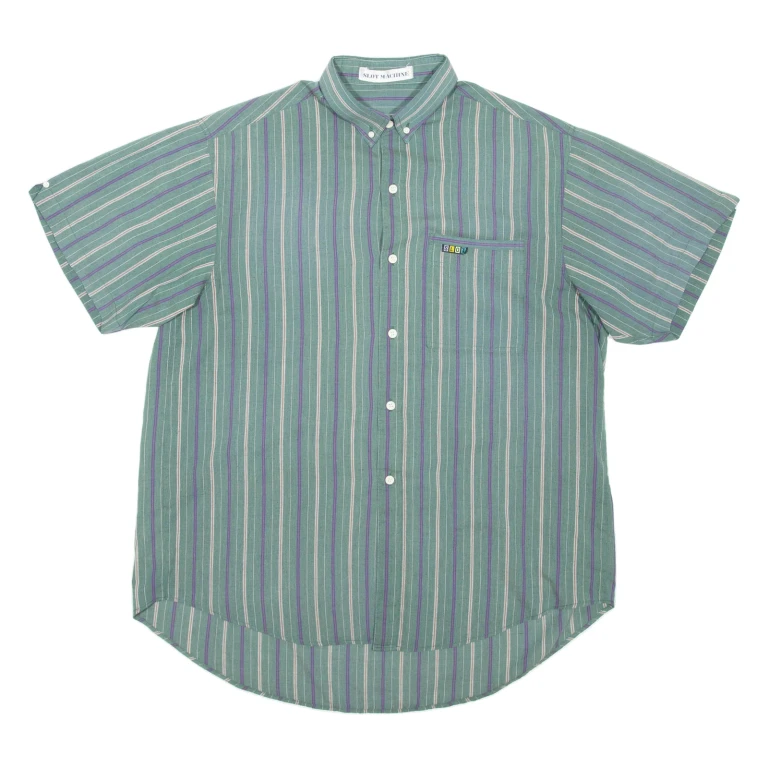 SLOT MACHINE Mens Shirt Green Striped L