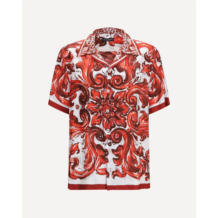 DOLCE & GABBANA Maiolica print Hawaii Shirt in silk twill Male 39