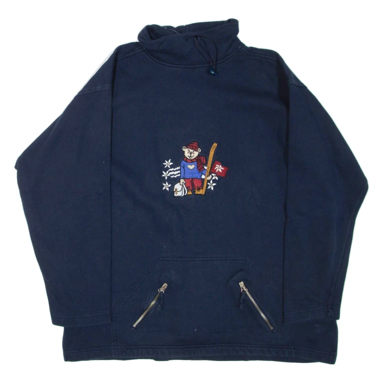Womens Sweatshirt Blue 1/4 Zip XL