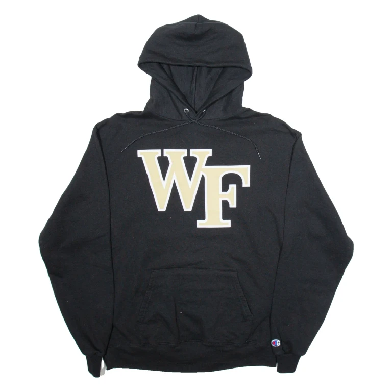 CHAMPION WF Mens Black Hoodie USA S