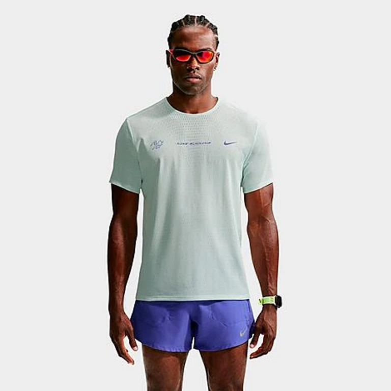 Nike Men's AeroSwift Dri-FIT ADV Racing Team Running Top in Barely Green/Lapis Size: XS