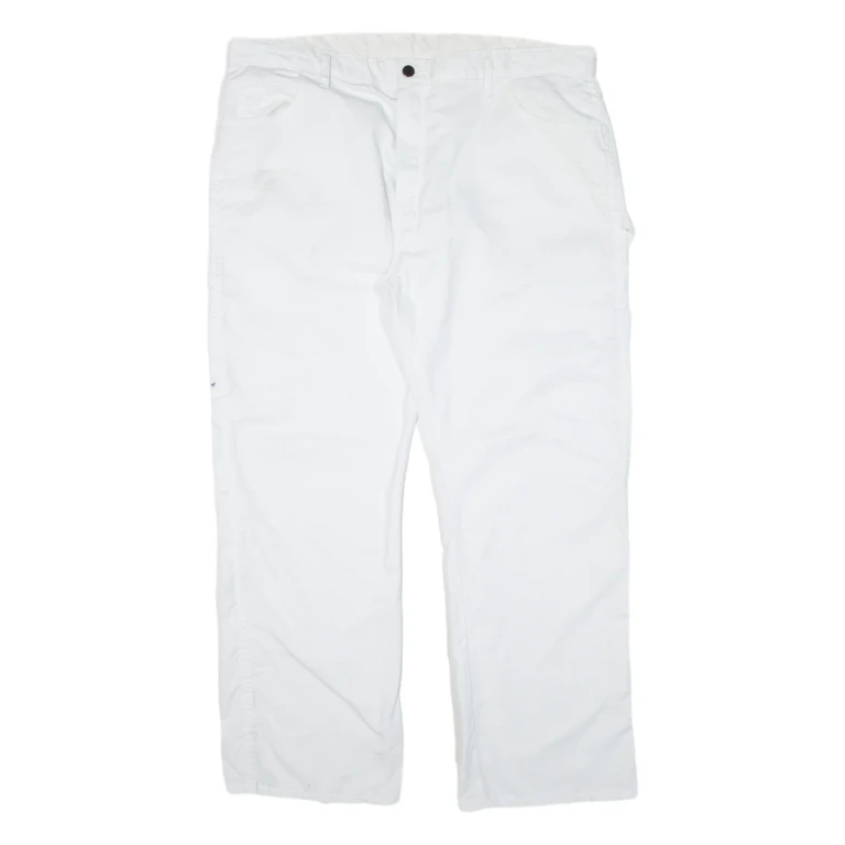 DICKIES Carpenter Workwear Mens Trousers White Regular Straight W40 L30