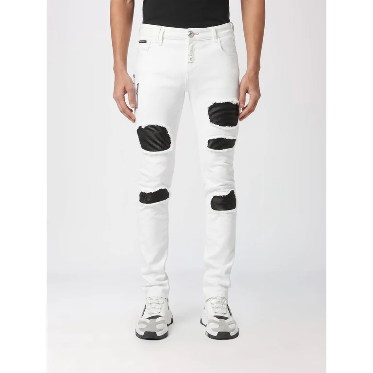 Skinny-Fit Distressed Effect Cotton Denim Jeans (SADCMDT3703PDE004N01W)