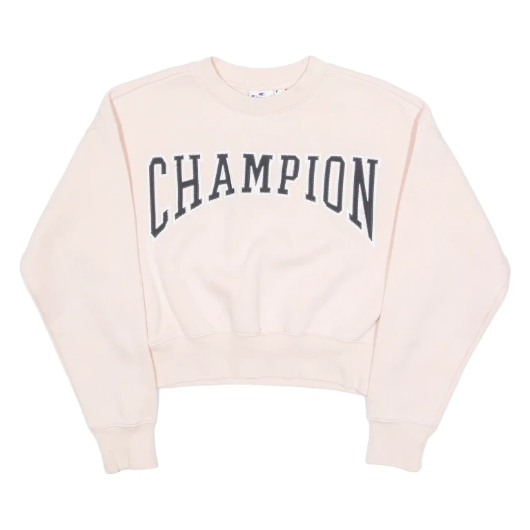 CHAMPION Cropped Womens Sweatshirt Pink Crew Neck XS