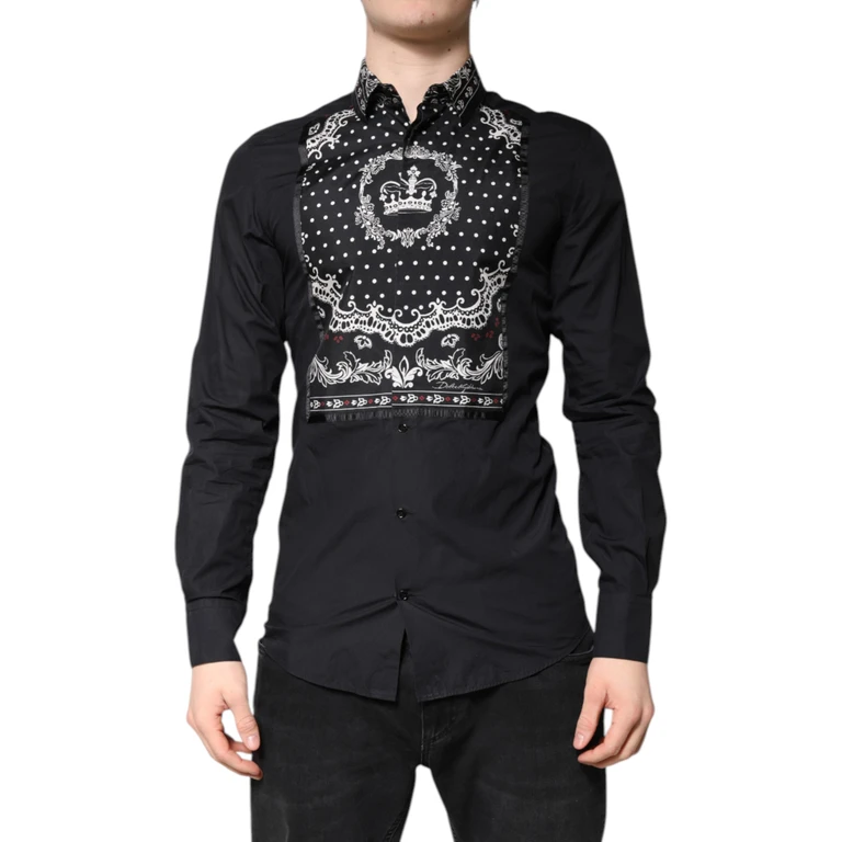 Black White Bandana Gold Formal Dress Shirt And Cotton Silk - Men