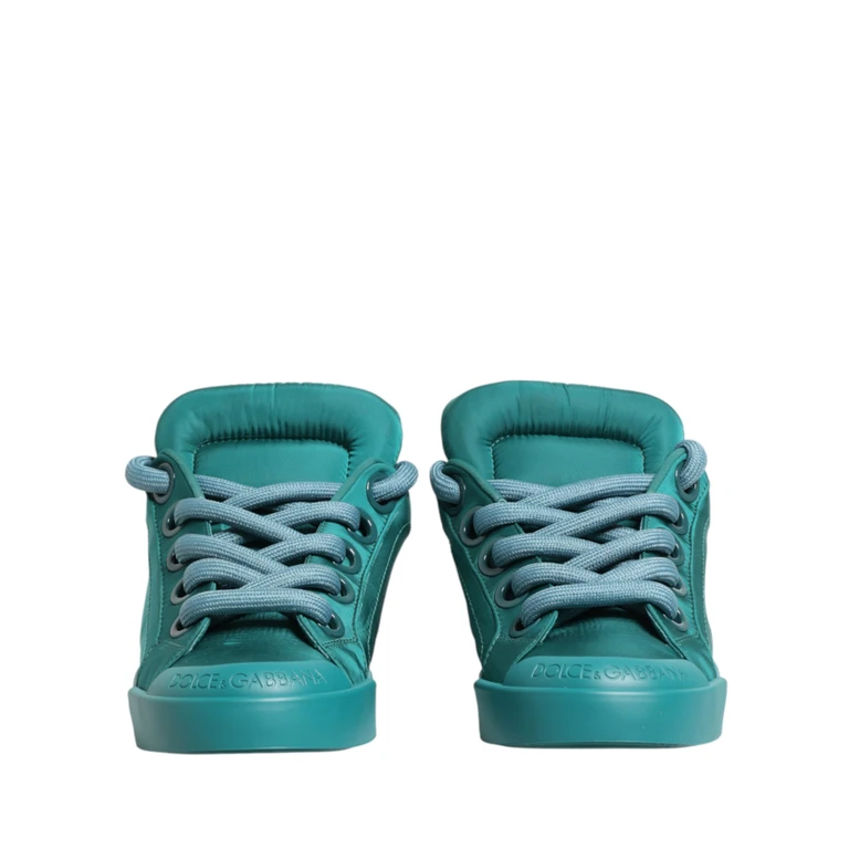 Dolce & Gabbana Teal Portofino Men Low Top Sneakers Shoes Leather - Men