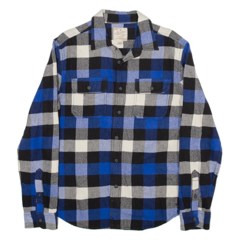 AMERICAN EAGLE Flannel Shirt Blue Check Long Sleeve Mens M