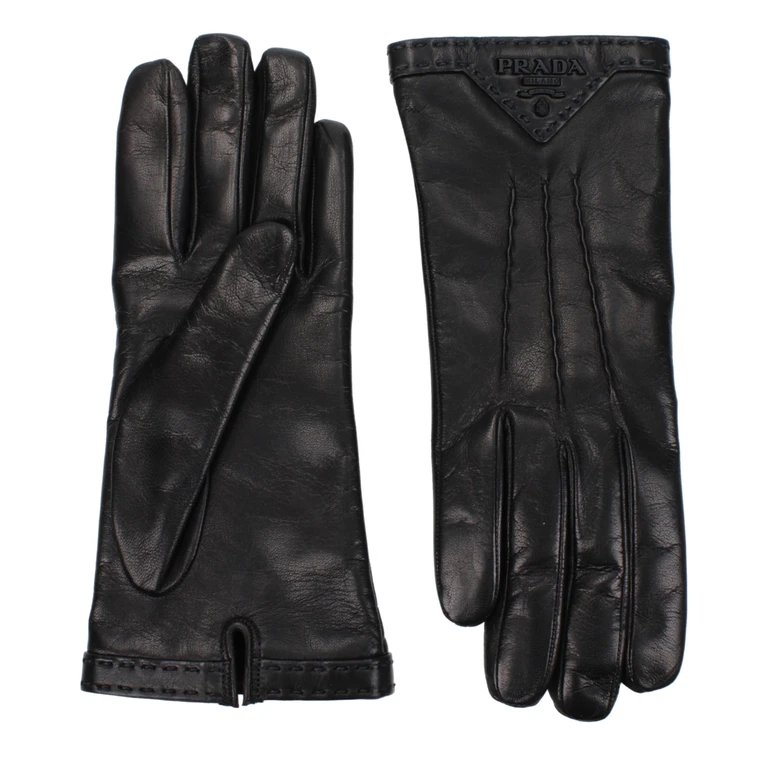 Prada Black Leather Gloves - Women