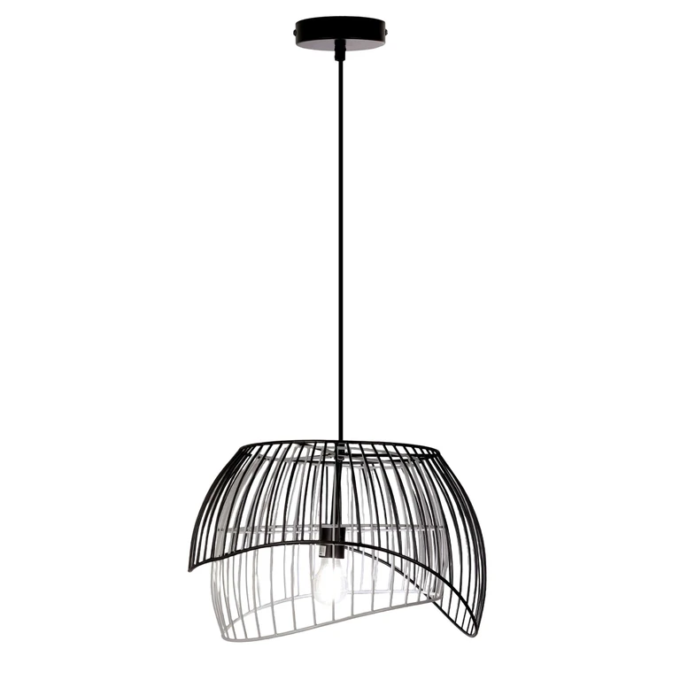Industrial Black and White Dome Shade Pendant