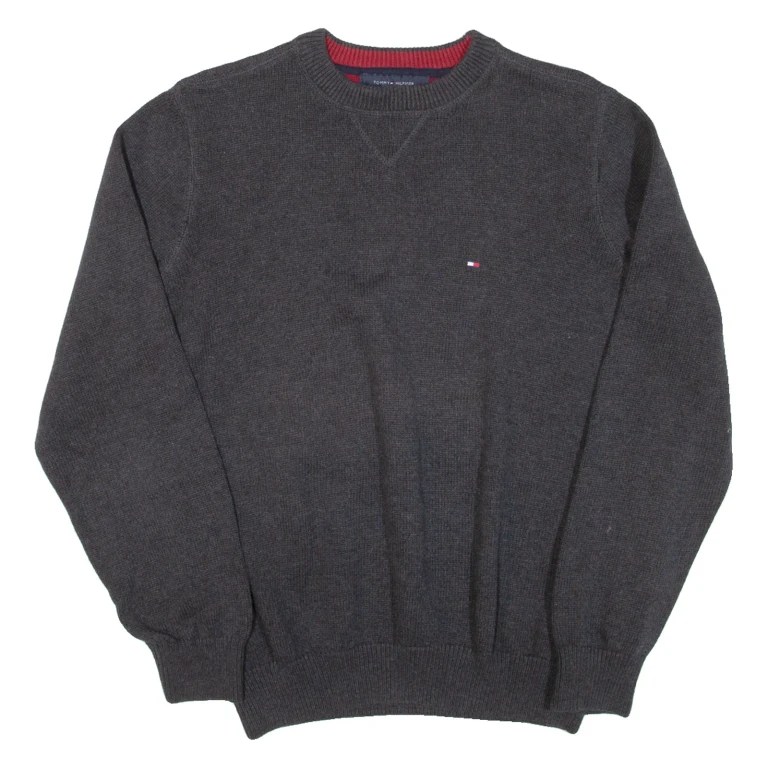 TOMMY HILFIGER Mens Jumper Grey Tight Knit M
