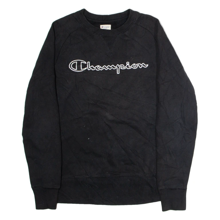 CHAMPION Mens Sweatshirt Black Crew Neck S