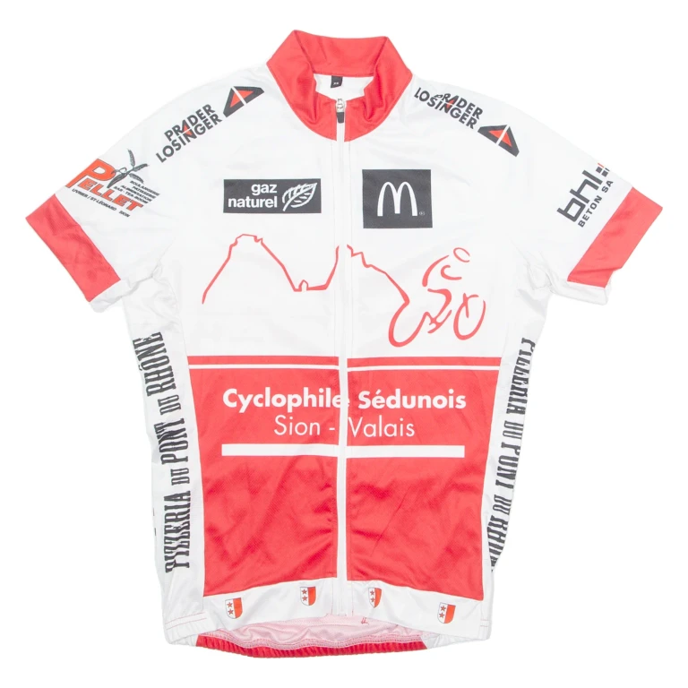 GS BIKE Cycling Mens Jersey White 1/4 Zip XS