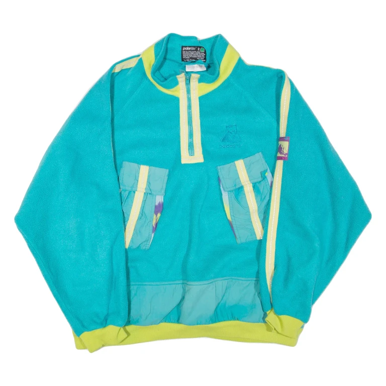 ADIDAS Polarlite 1/4 Zip Mens Fleece Jacket Blue 90s M