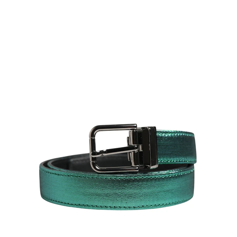 Dolce & Gabbana Men Green Lurex Polyester Metal Buckle Belt Calf - Men
