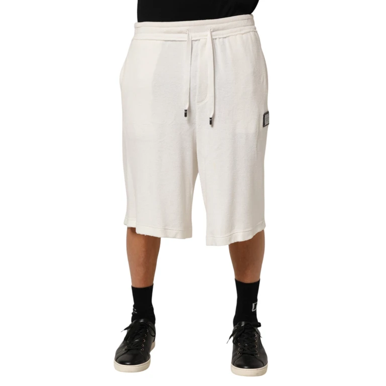 Dolce & Gabbana White Cotton Logo Plaque Men Bermuda Shorts - Men