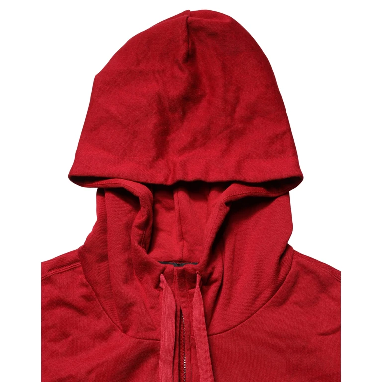 Red Cotton Full Zip Fleece Men Hoodie Sweater Clothing - Men