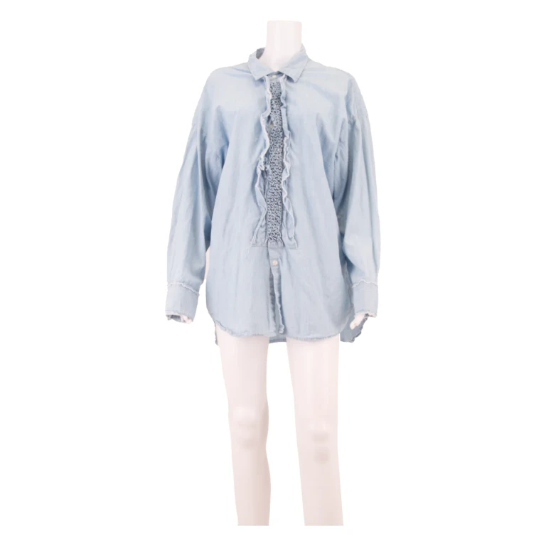 REPLAY Womens Shirt Dress Blue Long Sleeve Short S