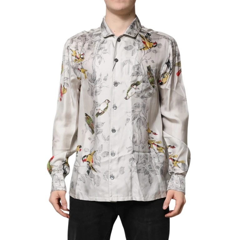 Dolce & Gabbana Multicolor Silk Printed Button Down Shirt - Men