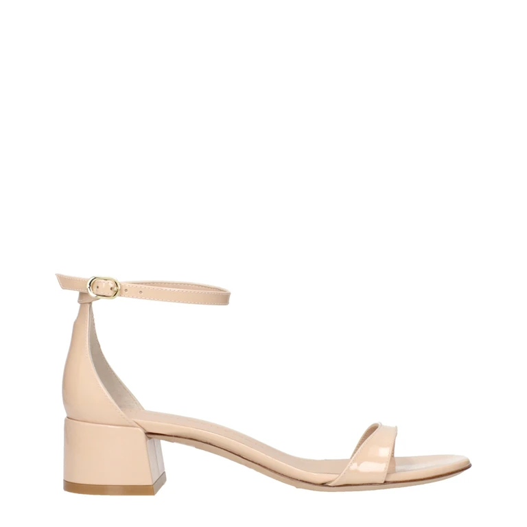 Beige Leather Flat Sandals - Women