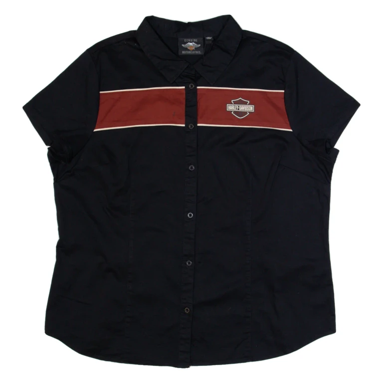 HARLEY DAVIDSON Womens Worker Shirt Black 2XL