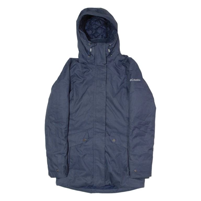 COLUMBIA Womens Parka Coat Blue Hooded XS