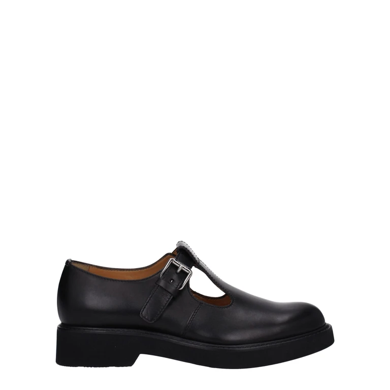 Black Leather Oxfords And Derbies Shoe - Women