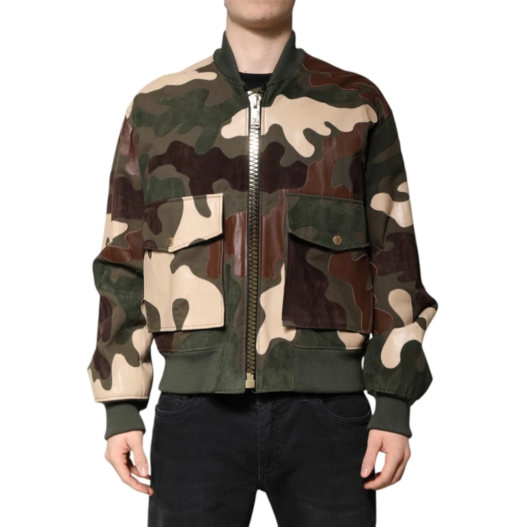 Multicolor Cotton Bomber Full Zip Jacket Goat Lamb Clothing - Men