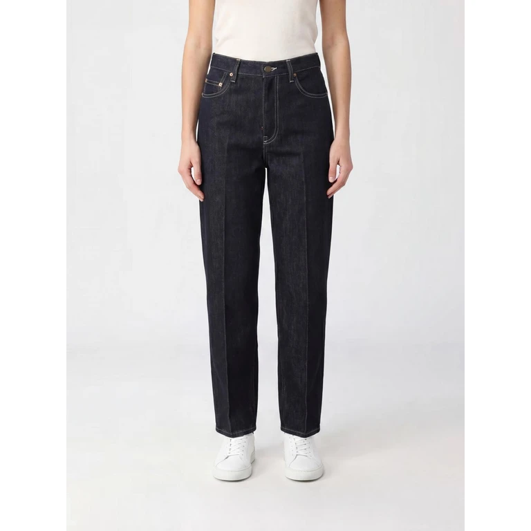 High-Waisted Straight Jeans in Cotton Denim with Monile (PAD216F286M277VR1)