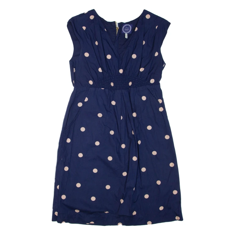 JOULES Womens Day Dress Blue Spotted Sleeveless Short UK 12