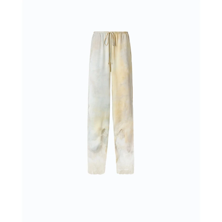 Pantalon en satin teint en pièce avec dentelle - 38
