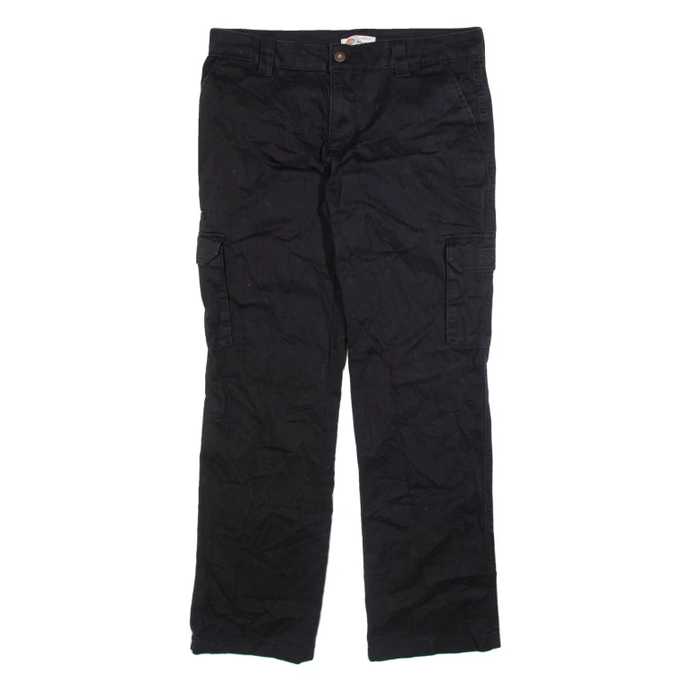 DICKIES Cargo Womens Trousers Black Relaxed Straight W32 L31