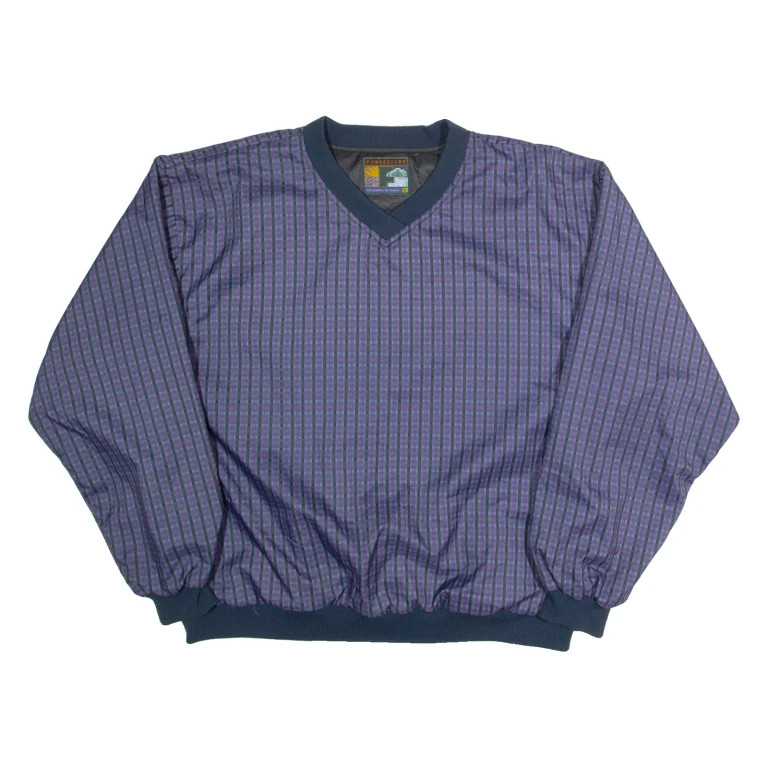FORRESTER'S Check Training Mens Sweatshirt Blue V-Neck 90s L