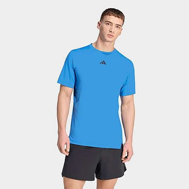 adidas Men's D4T Power 3-Stripes T-Shirt in Ray Blue Size: Small