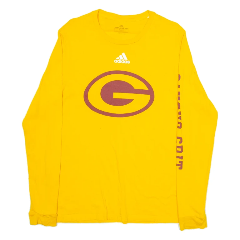 ADIDAS Green Bay Packers Mens T-Shirt Yellow Long Sleeve USA M