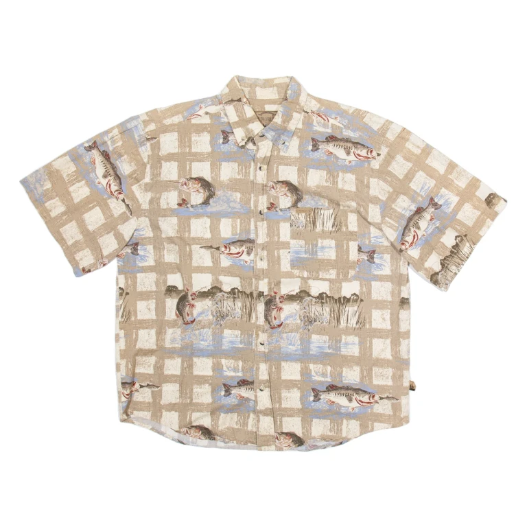 OUTDOOR LIFE Mens Shirt Brown Crazy Pattern L