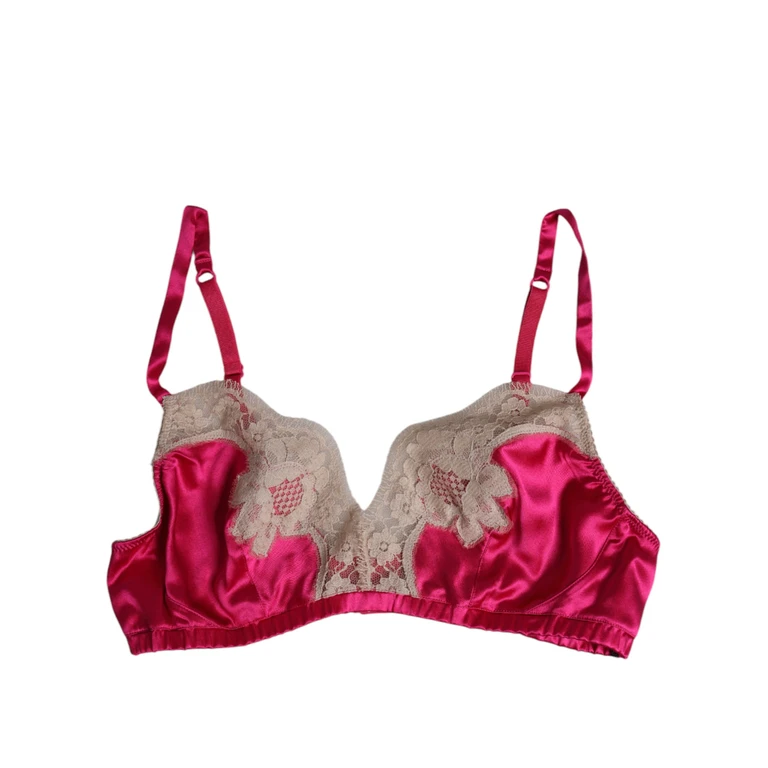 Dolce & Gabbana Magenta Floral Lace Silk Non Wire Bra Underwear Fuchsia Elastane Clothing - Women