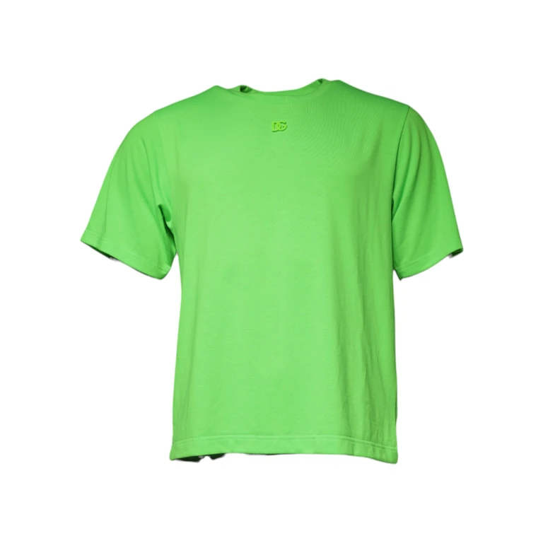 Green Logo Round Neck Short Sleeves T-Shirt Polyester - Men