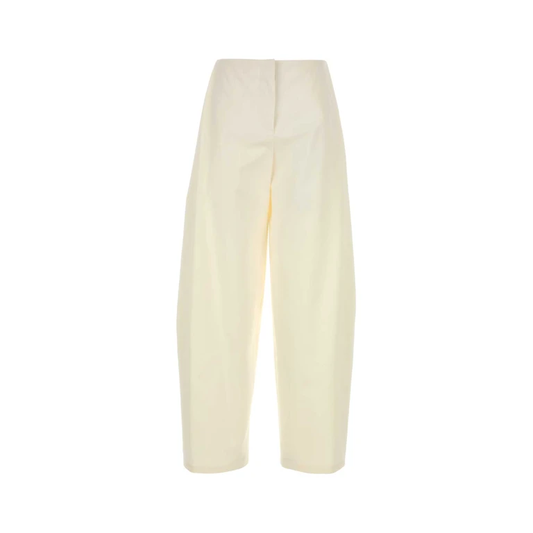 The Row Ivory Cotton Blend Wide-Leg Galileo Pant Offwhite Exterior: Silk Pantaloni - Women
