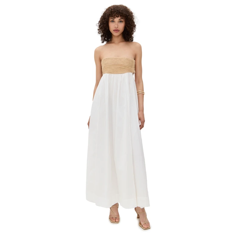 Show Me Your Mumu Dockside Maxi Dress White Voile With Twisted Rope XS