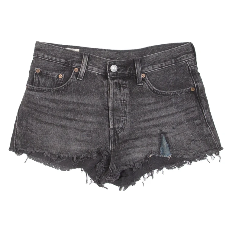 LEVI'S 501 BIG E Womens Denim Shorts Black XS W25