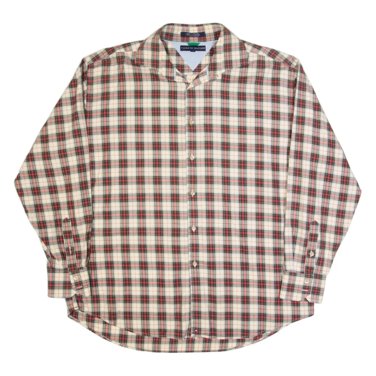 TOMMY HILFIGER Mens Shirt Red Check Long Sleeve XL