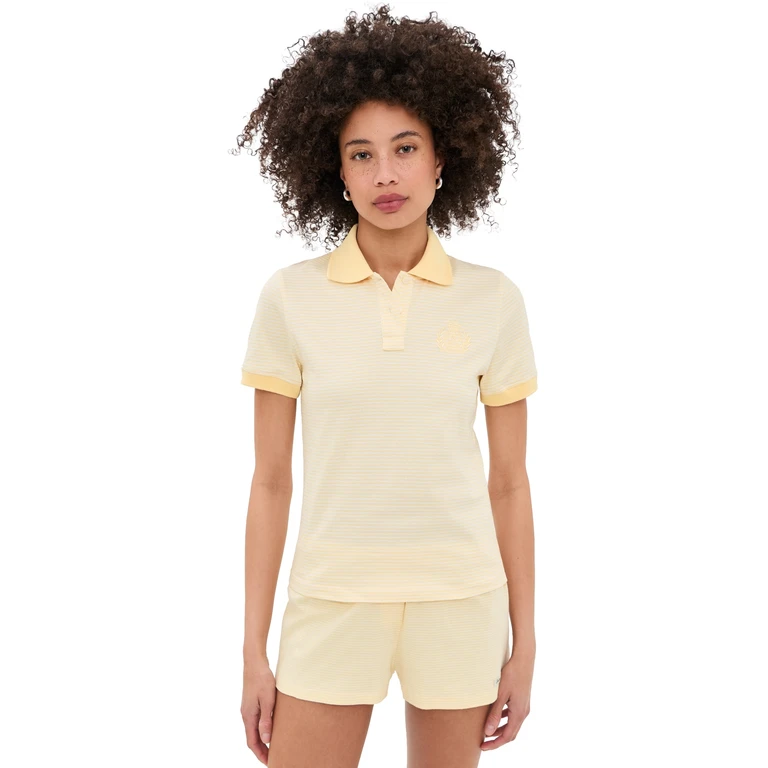 Sporty & Rich NY Crest Prep Polo Almond Striped S
