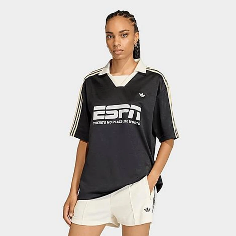 adidas Women's Originals Sponsor Football Jersey in Black Size: Small