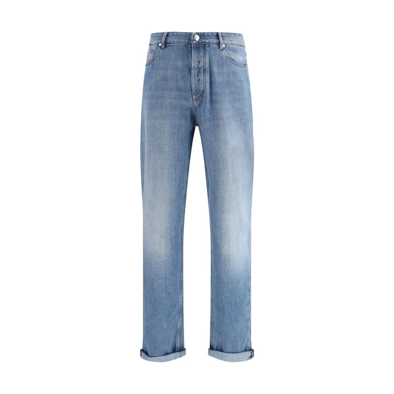 Brunello Cucinelli Blue Cotton Straight-Leg Jeans Clothing - Men