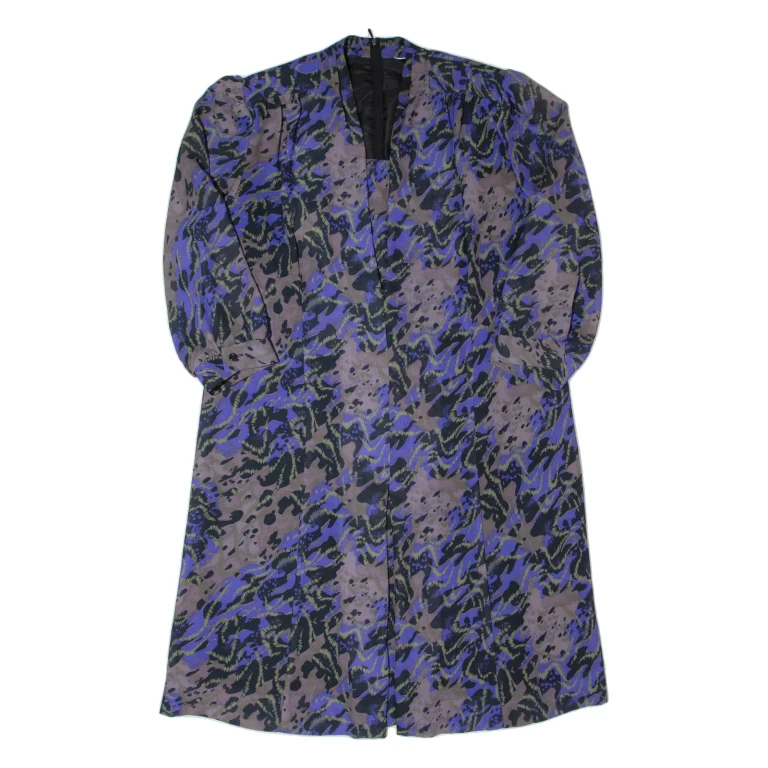 Womens Shift Dress Grey 90s Crazy Pattern Midi L