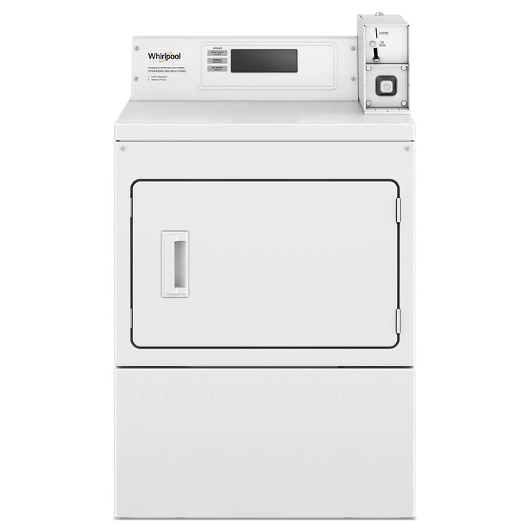 Commercial Gas Dryer with Factory Installed Coin Drop & Coin Box in White