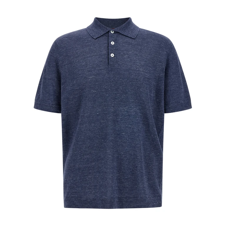 Blue Linen Polo Shirt - Men